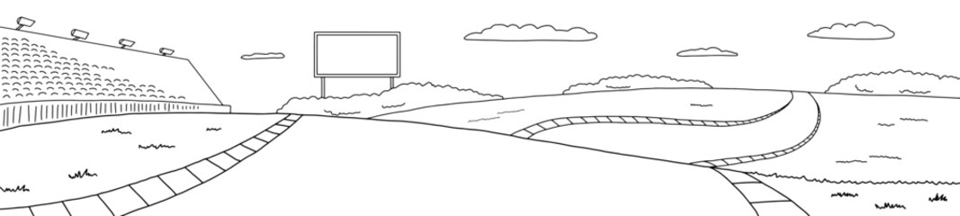 Race track sport graphic black white sketch illustration vector  © aluna1