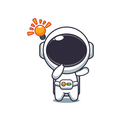 Cute astronaut get an idea cartoon vector illustration