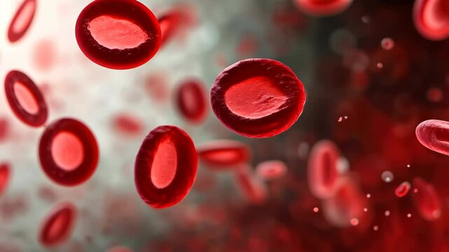 A close up of red blood cells in motion