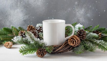 christmas white mug mockup