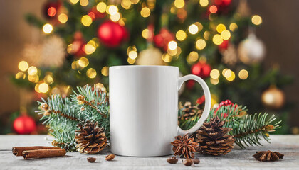 christmas white mug mockup