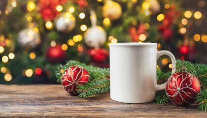 christmas white mug mockup