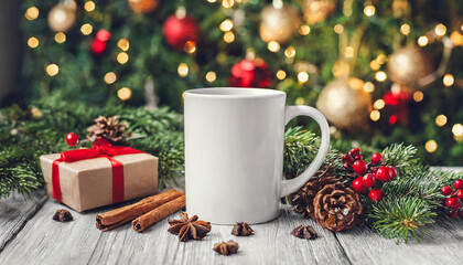 christmas white mug mockup