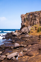 Fototapeta premium La côte rocheuse sur l'île de N'Gor au large de Dakar au Sénégal en Afrique de l'Ouest
