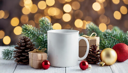 christmas white mug mockup
