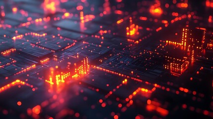 Modern glowing digital network in a 3d cyber-inspired abstract design