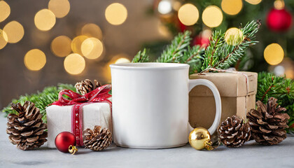 christmas white mug mockup