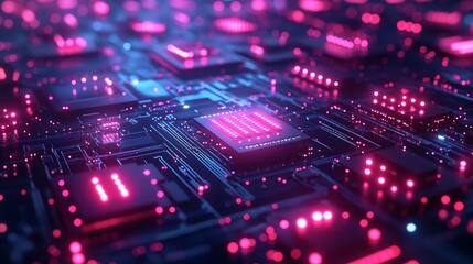 Fototapeta premium Geometric 3d glowing network forming an advanced cyber digital background