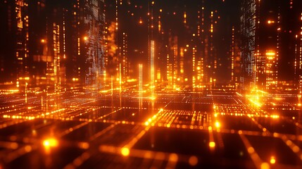 Obraz premium Geometric 3d glowing network forming an advanced cyber digital background