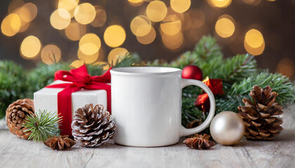 christmas white mug mockup
