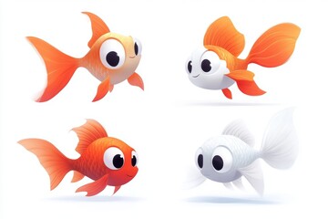 Fototapeta premium Four Different Goldfish Eyes Set - Colorful Variations Concept