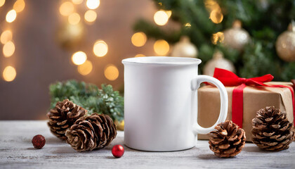 christmas white mug mockup