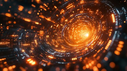 Obraz premium Technological digital network with futuristic glowing nodes and cyber elements