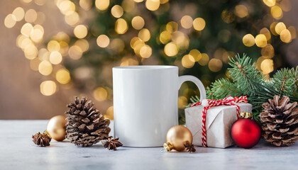 christmas white mug mockup