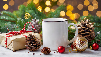 christmas white mug mockup