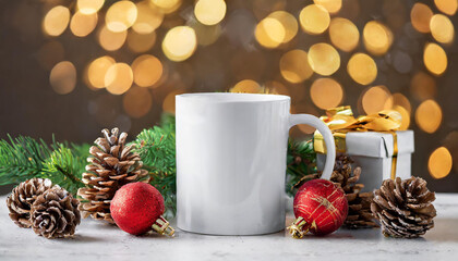 christmas white mug mockup
