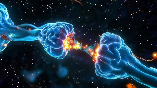 Synaptic gateway: visual depiction of a nerve synapse, complex junction where nerve cells communicate, showcasing vital process of signal transmission essential for nervous system functi