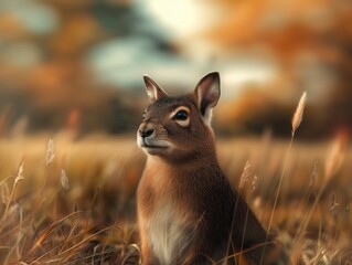 Fototapeta premium Close up portrait of an Agouti in grassland, wildlife photography