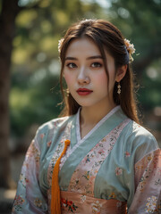 Portrait of a Young Woman in Traditional Attire