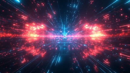 Obraz premium Abstract digital cyber background with interconnected glowing lines and shapes