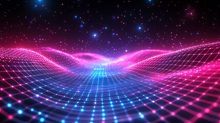 Futuristic 3d technology design featuring luminous digital grid patterns