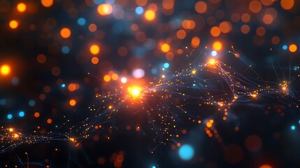 Obraz premium Advanced cyber 3d abstract background with glowing network connections