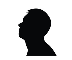 Bust Silhouette of a Thoughtful Man Looking Up. People, situations and emotions vector art