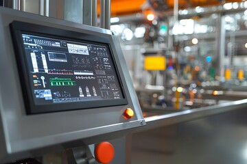 Modern industrial control panel in a manufacturing environment