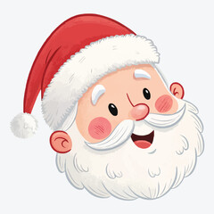 Cartoon Santa Claus heads in flat style isolated. Vector illustration