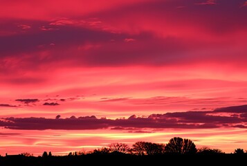 Fototapeta premium Pink and Purple A vibrant sunset with pink and purple hues refle