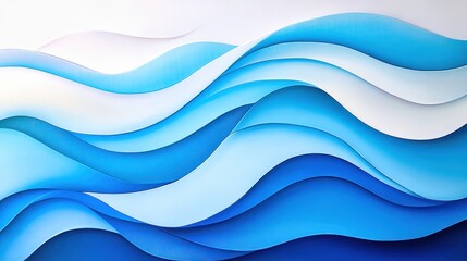 Obraz premium Abstract blue and white paper cutout waves background