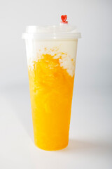 Freshly squeezed mango milkshake drink
