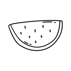 Beautiful black and white line drawing of watermelon as a whole and watermelon as a slice, showing simplicity and elegance, suitable for modern design and creative concepts.