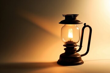 Vintage paraffin lamp shine in dark
