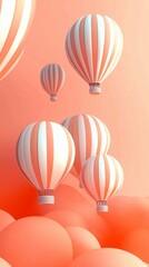 pastel pink hot air balloons flying  in sky mobile phone wallpaper