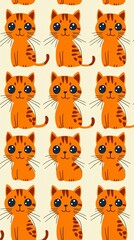 Fototapeta premium set of cute orange cat mobile phone wallpaper