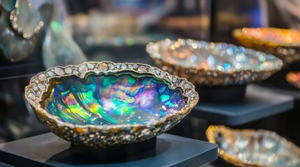 Fototapeta premium Opalescent Shell Bowl with Precious Stones