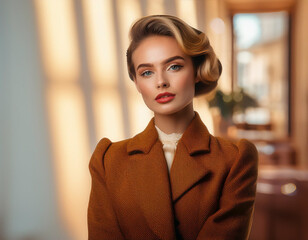 Retro-style portrait of a young woman in 1960s fashion