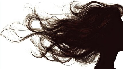 Naklejka premium Beautiful model girl with Brown hair strand,silky healthy chestnut wavy hair strand isolated on white background,hair wavy ribbon, with smooth texture,vibrant shine,brunette hairpiece, hairy ribbon.