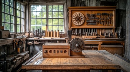 Fototapeta premium A Traditional Woodworking Workshop Filled with Tools and Equipment