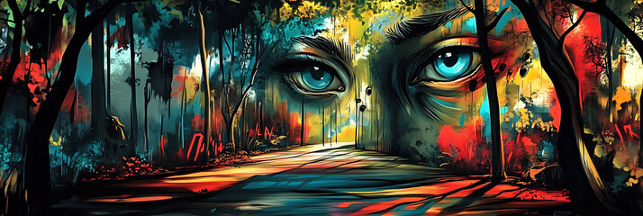 Face Art, panorama wallpaper, the colorful beauty of faces and emotions