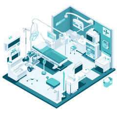 Obraz premium Medical procedure room setup hospital infographic clinical environment isometric view healthcare concept