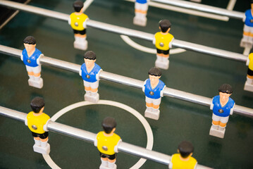 Soccer table  for kid and family. Boy toy sport game concept
