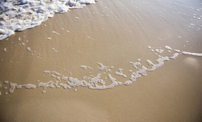 Sand and sea wave. Beach copy space nature background