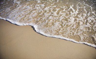 Sand and sea wave. Beach copy space nature background