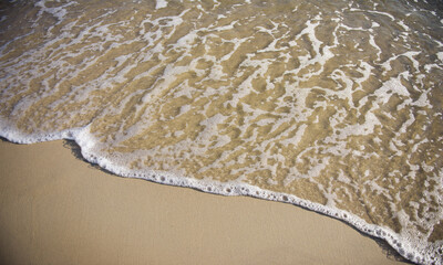 Sand and sea wave. Beach copy space nature background