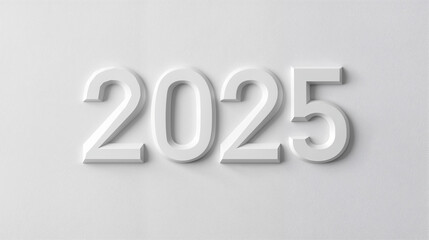 Clean paper-styled 2025 logo and bold 3D sign, representing the new year in a sleek, professional design