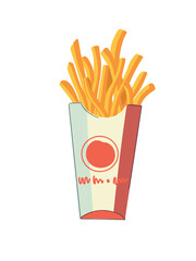 vibrant cardboard box with crispy french fries