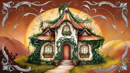 Fototapeta premium vintage bohemian house illustration,