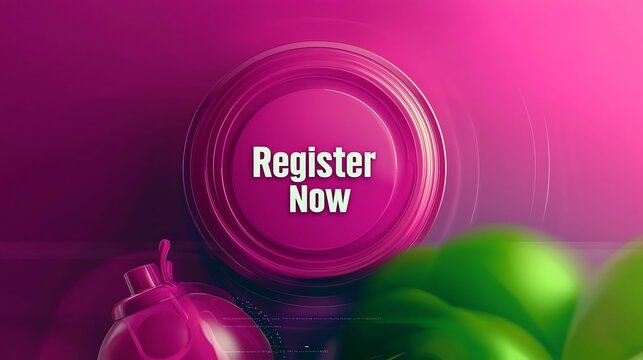 Register signup. A vibrant button with the text "Register Now" stands out against a colorful background, emphasizing urgency and action.